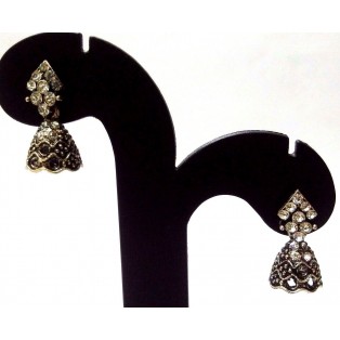 Silver Oxidized Earrings Jhumka Jhumki Jewelry Bollywood Drop Dangle Long EA363